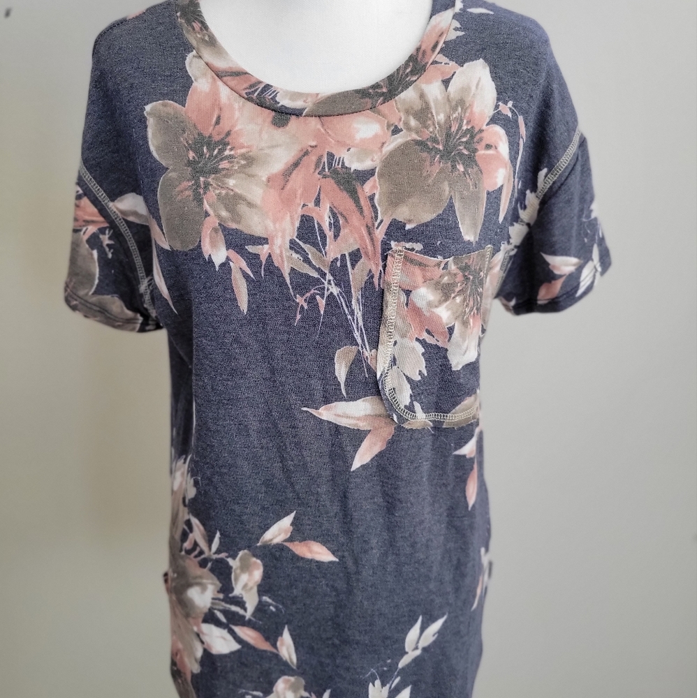 Navy Floral French Terry Top